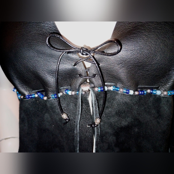 Handmade Black deerskin halter top - Picture 5 of 6